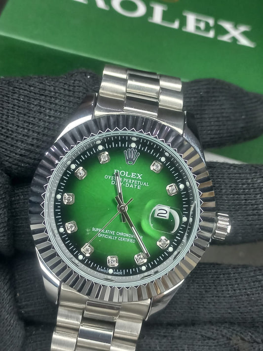 Two Tone Green /Silver Perpetual Date