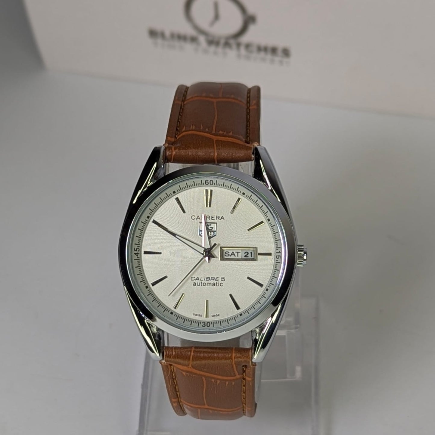 Leather Strap Men's Brown Calibre 5 Watch