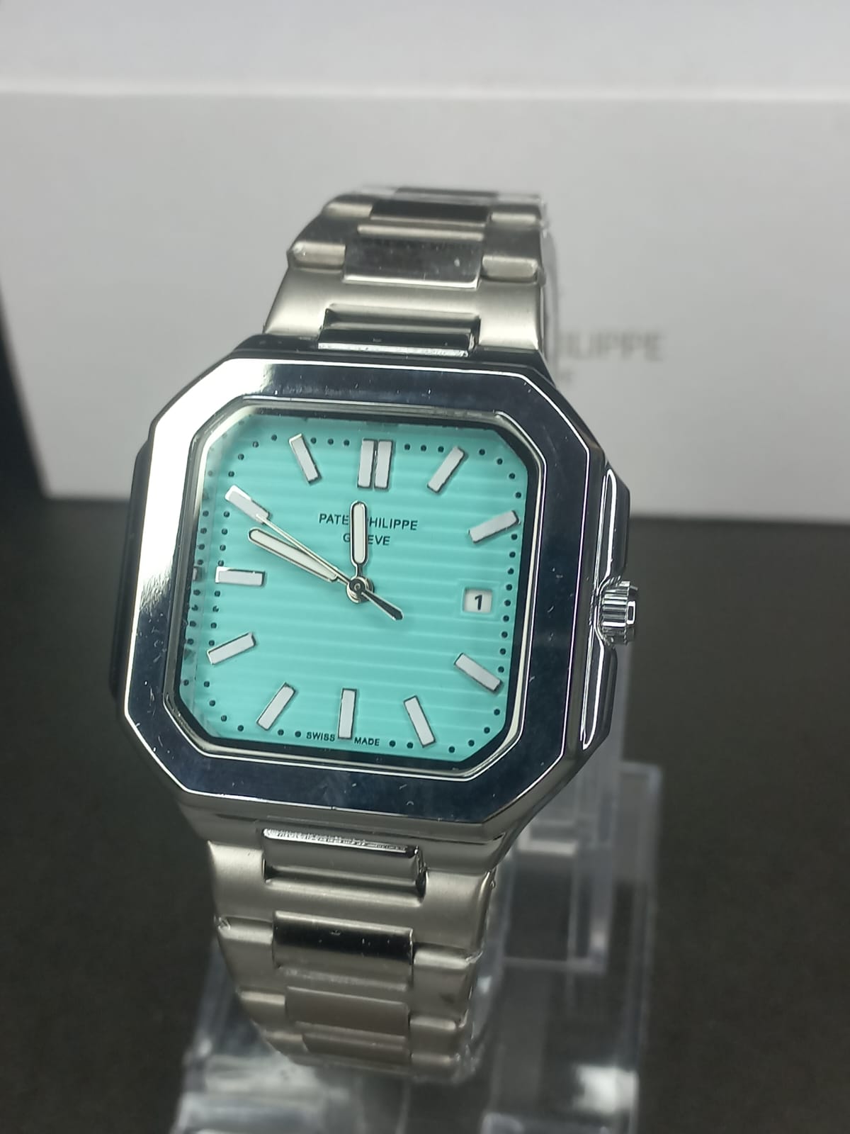 Two Tone Silver /Sea Green-  Cubitus – Luxury Timepiece