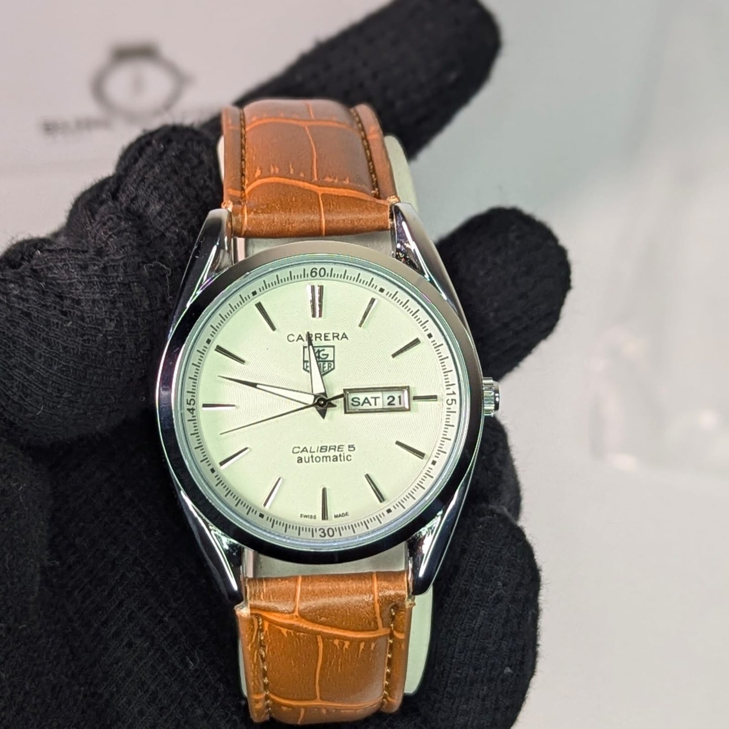 Leather Strap Men's Brown Calibre 5 Watch