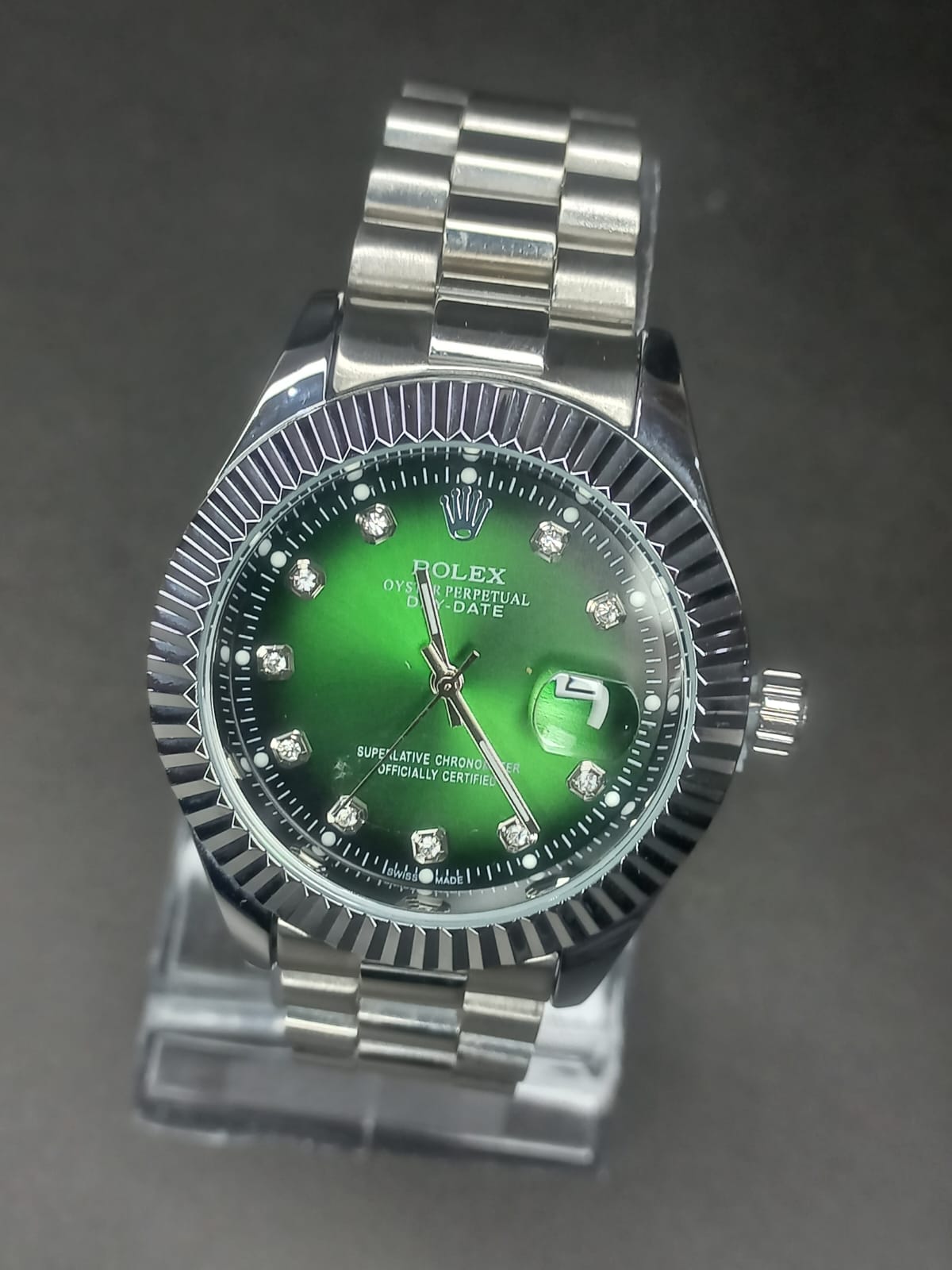 Two Tone Green /Silver Perpetual Date