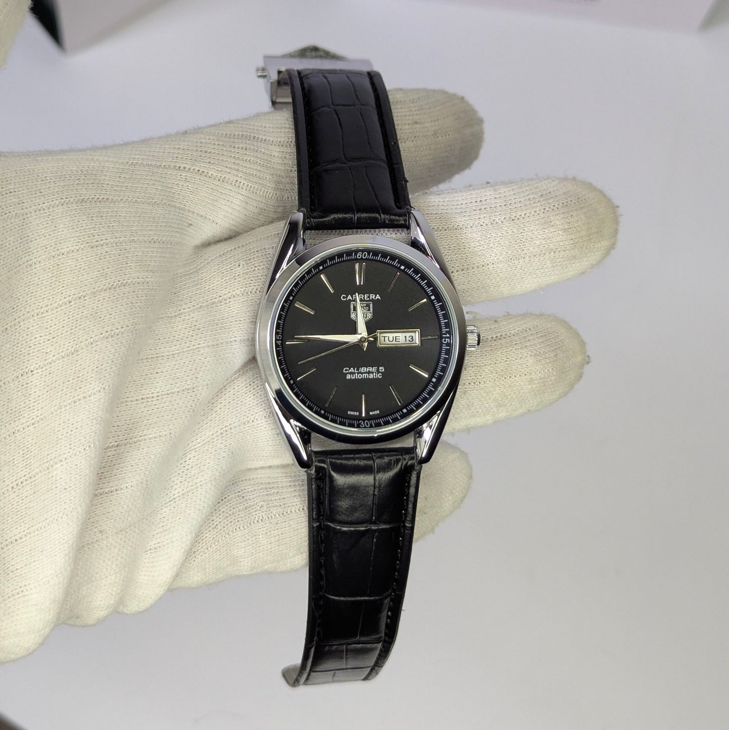 Leather Strap Men's Black Calibre 5 Watch