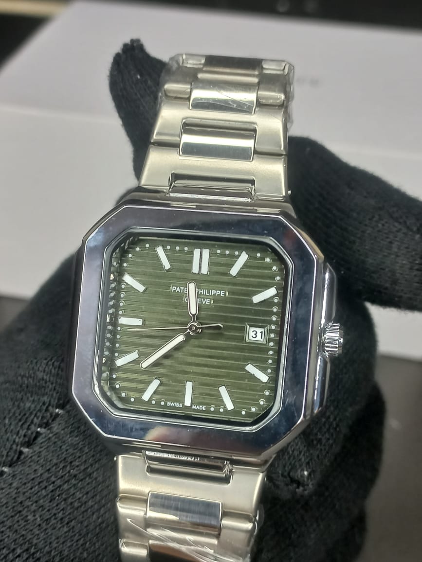 Two Tone PP Green/Silver Dial Watch