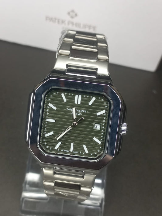 Two Tone PP Green/Silver Dial Watch